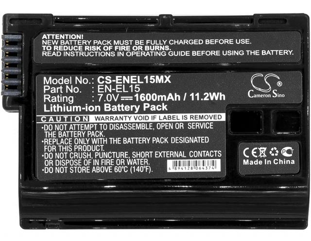 Camera Battery for NIKON EN-EL15MCX  Li-Ion 7V 1600mAh Cameron Sino 