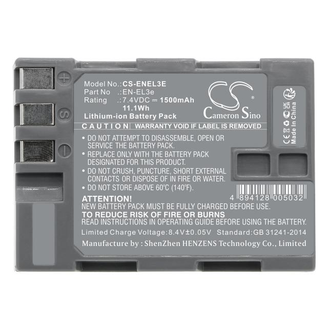 Camera Battery for NIKON EN-EL3E  Li-Ion 7.4V 1500mAh Cameron Sino 