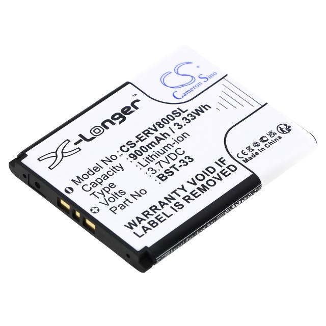 Mobile battery  Sony Z800, G700, K800i, Z750 BST-33 LiIon  3,7V 900 mA Cameron Sino 