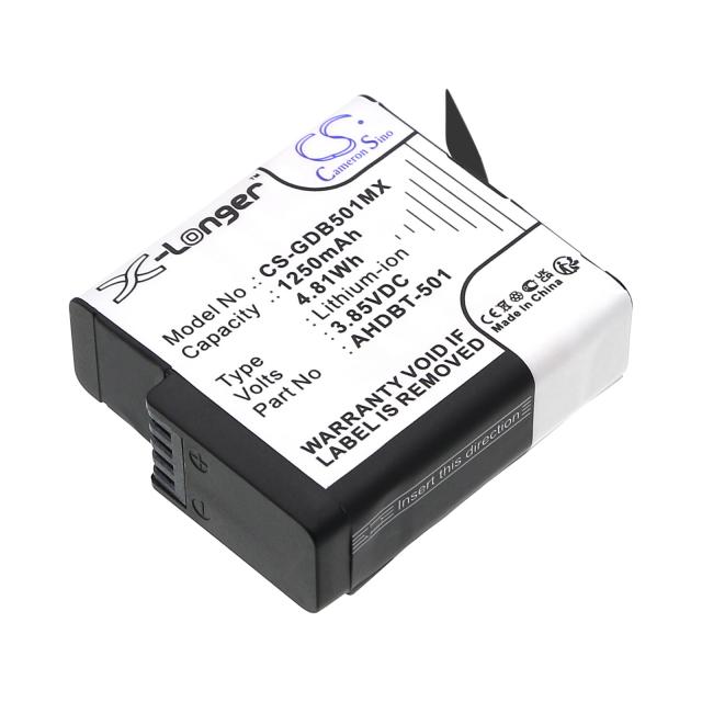 Camera Battery for GOPRO Hero 5; Hero 6; Hero 7; Hero 8   AHDBT-501  3,85V 1250mAh   LIIon Cameron Sino 