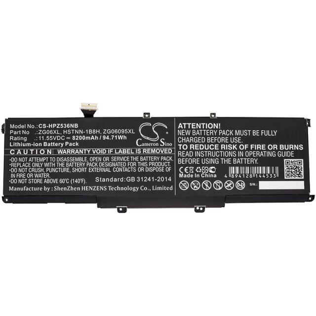 Laptop Battery for HP ZBook Studio G5, ZBook Studio X360 G5 5CN15PA, HSTNN-1B8H  LiIon 11,55V 8200mAh CAMERON SINO 
