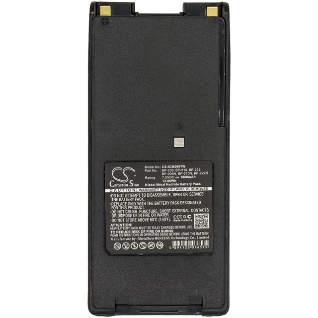 Camera Battery for Two-Way Radio  ICOM  IC-A24 BP209 / BP210 NIMH  7,2V 1800mA Cameron Sino 