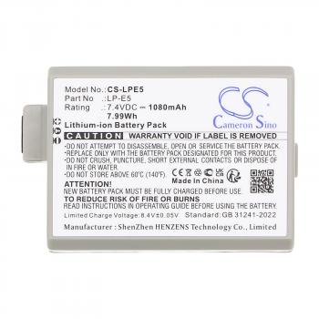 Camera Battery for CANON LPE5 LiIon 7.2V 1080mAh Cameron Sino
