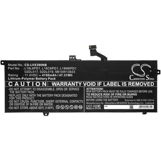 Laptop Battery for Lenovo ThinkPad X390 L18C6PD1 L18L6PD1 LiPo 11.4V 4150 mAh CAMERON SINO 