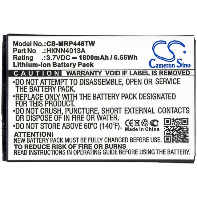 Camera Battery for Two-Way Radio  Motorola CLP1010, CLP1040, CLP1060, SL7500  LiIon  3,7V 1800mA Cameron Sino 