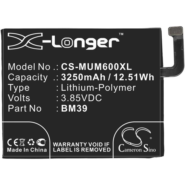 Батерия за мобилен телефон XIAOMI Mi6 BM39 3,85V 3250mAh LiPo CAMERON SINO 