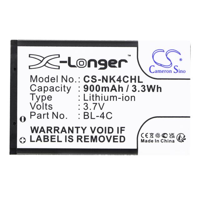 Mobile battery for  NOKIA 6100, 6200, 107, 108  BL-4C  LiIon 3,7V 900mAh CAMERON SINO 
