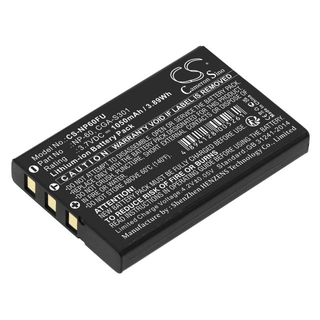 Camera Battery for FUJI NP60 LiIon 3.7V 1050mAh Cameron Sino 
