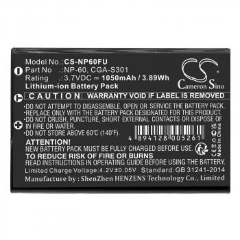 Camera Battery for FUJI NP60 LiIon 3.7V 1050mAh Cameron Sino