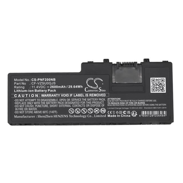 Laptop Battery for Panasonic CF-VZSU0QJS, Toughbook CF-20, Toughpad FZ-A2 LiIon 11,4V 2600mAh CAMERON SINO 