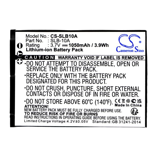 Camera Battery for SAMSUNG SLB10A LiIon  3.7V 1050mAh, Cameron Sino 