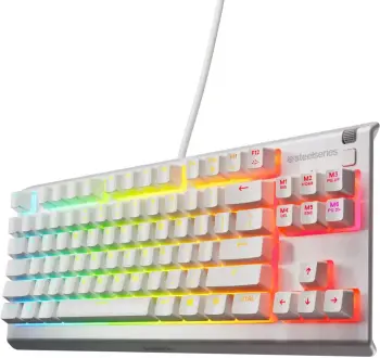 Геймърскa клавиатура SteelSeries Apex 3 TKL White - Quiet Switch US Layout