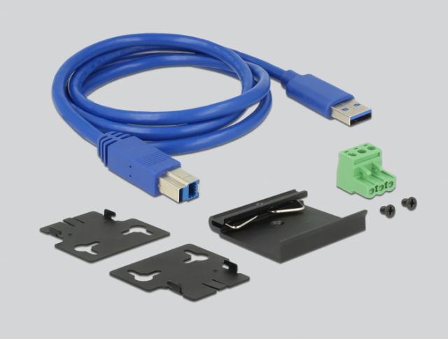 Външен индустриален хъб Delock, 7 x USB 3.0 Type-A с 15 kV ESD защита 