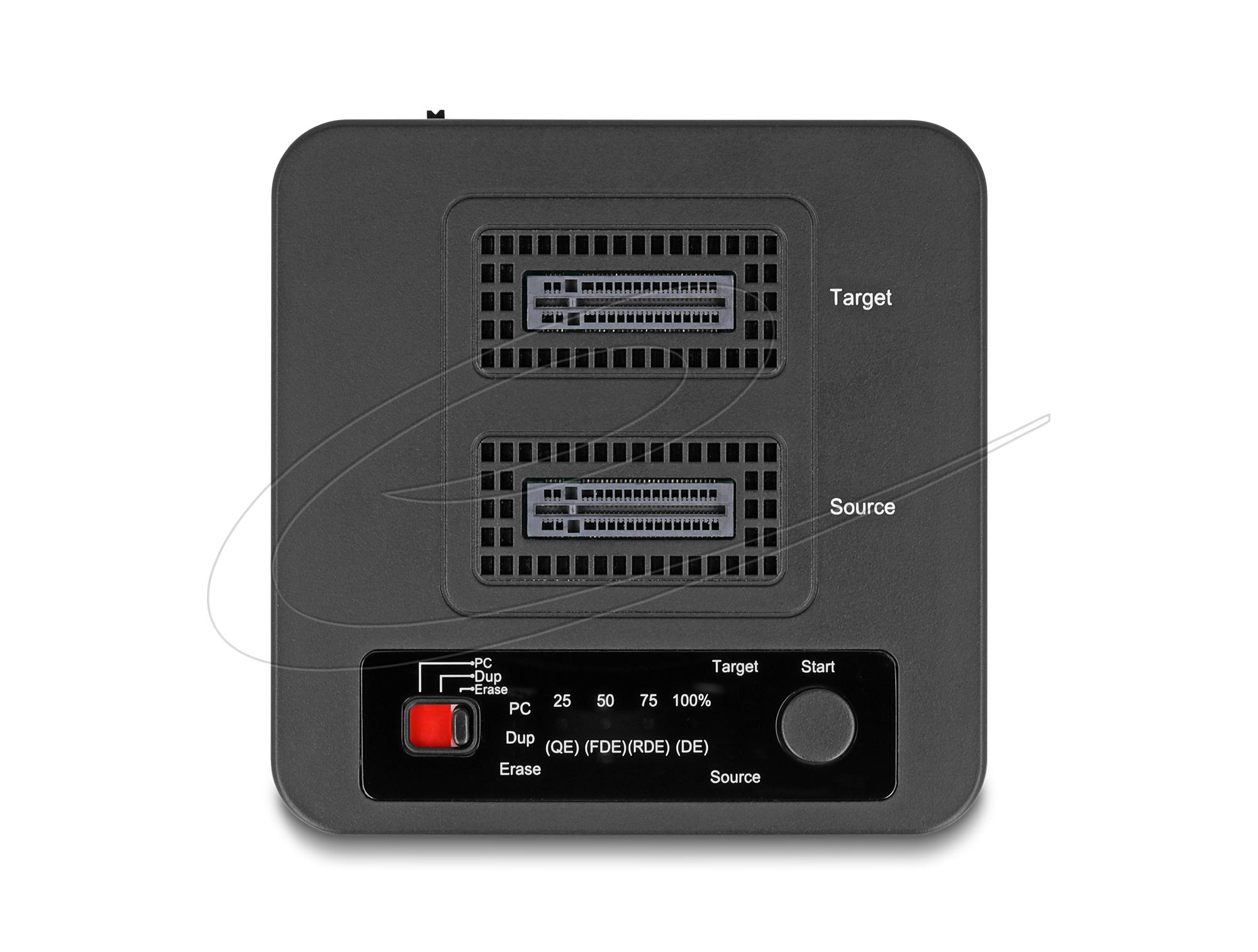 Delock M.2 Докинг станция за 2 x M.2 NVMe, клониране,изтриване, до 20 Gbps, USB-C, адаптер