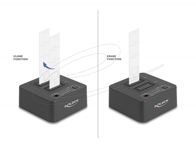 Delock USB 20 Gbps M.2 Docking Station for 2 x M.2 NVMe PCIe SSD with Clone and Erase Function 