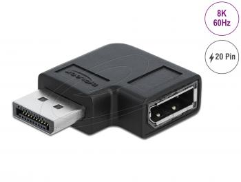 Адаптер Delock 90° DisplayPort 1.4 , 20 pin  мъжко (male) към  DisplayPort 1.4 20 pin женско (female), 8К 7680 x 4320 @ 60 Hz with DSC support