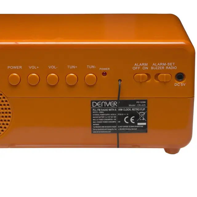 Ретро радио часовник Denver CR-425 с обръщане на цифрите, с PLL FM тунер и аларма 