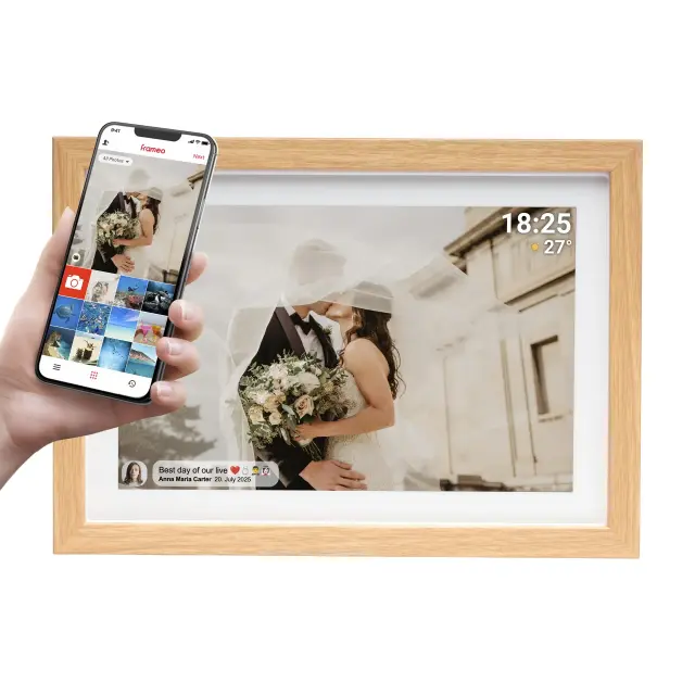 Дигитална смарт фоторамка Denver PFF-1040LW Light Wood, 10.1" Wi-Fi, Frameo app 