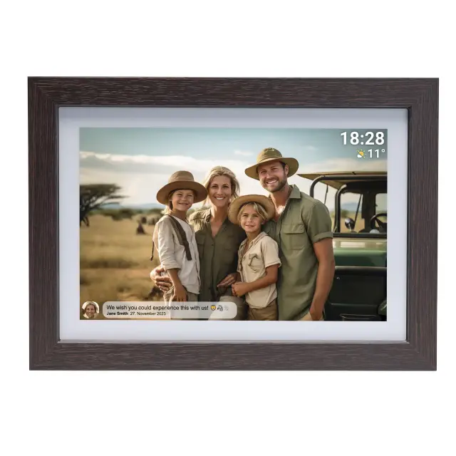 Дигитална смарт фоторамка Denver PFF-1042DW Dark Wood, 10.1" Wi-Fi, Frameo app 