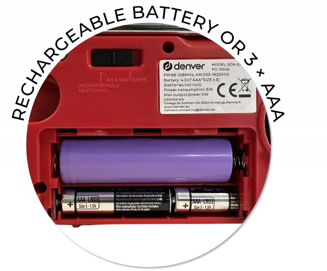 Denver SCR-2010MK2 emergency AM/FM radio with solar charging, hand crank, built-in flashlight, and SOS siren 