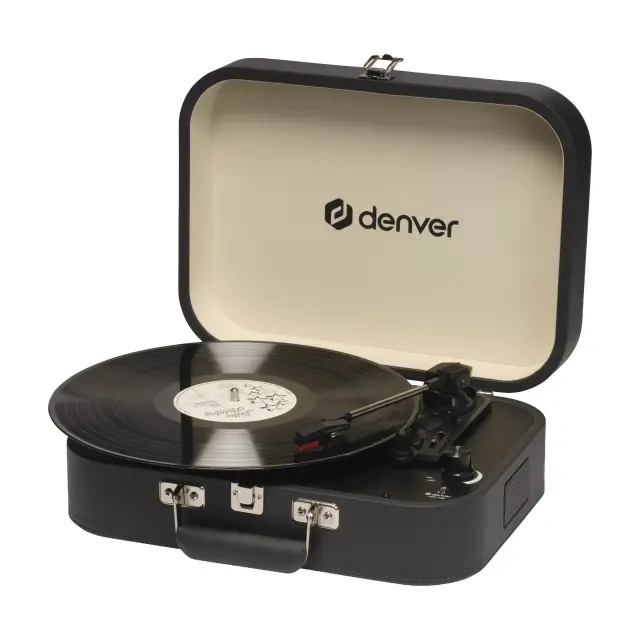 Грамофон Denver VPL-130DGR, ретро куфар, USB, с вградени високоговорители 