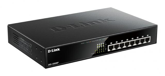 Switch D-Link DGS-1008MP, 8 портов PoE 10/100/1000 Gigabit 