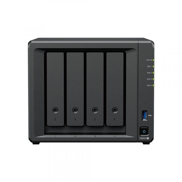 Мрежов сторидж Synology NAS DS925+, за 4 диска, AMD Ryzen V1500B, 4GB DDR4 SODIMM 