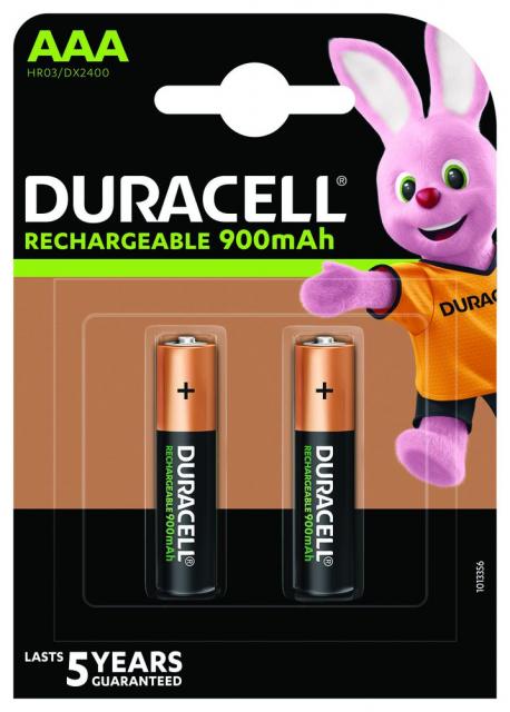 Rechargeable battery DURACELL R03 AAA, 900mAh NiMH, 1.2V, 2 pcs. pack 1.5V 