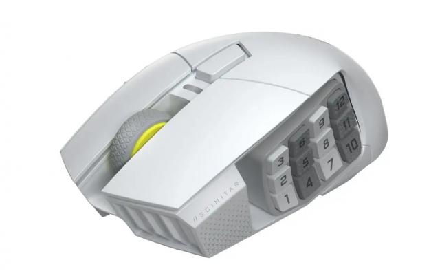 Геймърскa оптична мишка CORSAIR SCIMITAR ELITE WIRELESS SE White, 33000 DPI 