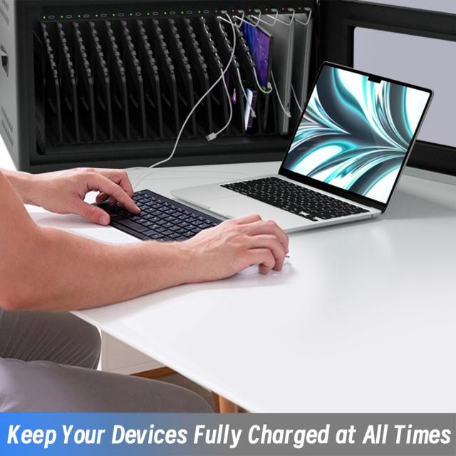 Universal charging cabinet for up to 16 tablets Estillo IP-2316 for wall mounting or freestanding, 16 x USB-C ports 