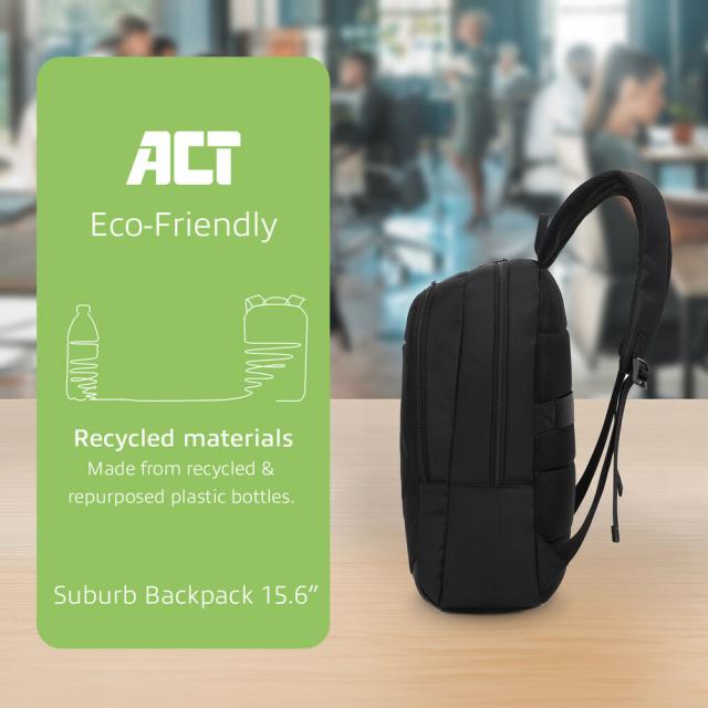 ACT Suburb 15.6" laptop backpack made from recycled plastic bottles 