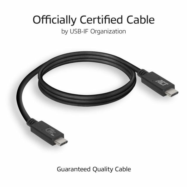 ACT Кабел USB-C - USB-C, 0.8 м / USB4, 40Gbps, 240W, сертифициран USB-IF 