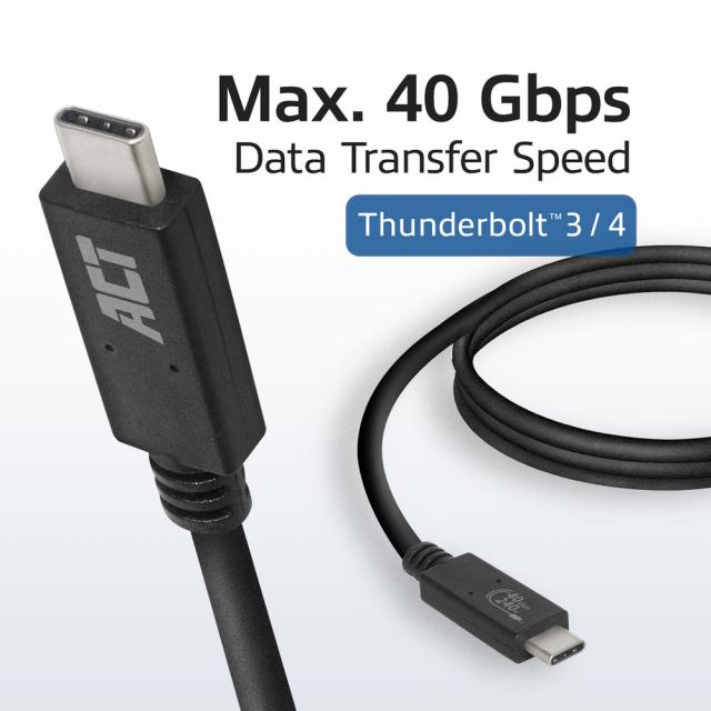 ACT Кабел USB-C - USB-C, 0.8 м / USB4, 40Gbps, 240W, сертифициран USB-IF 