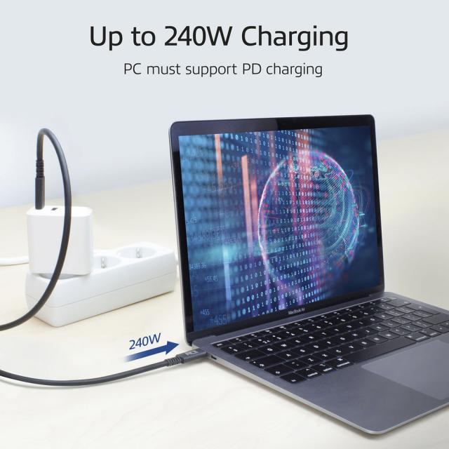 ACT Кабел USB-C - USB-C, 0.8 м / USB4, 40Gbps, 240W, сертифициран USB-IF 