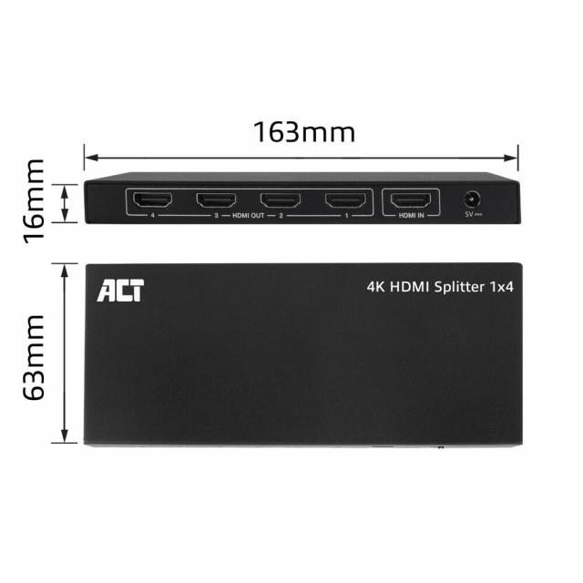 ACT HDMI Сплитер AC7832 4К HDMI сплитер, 1 вход.4 HDMI изхода 