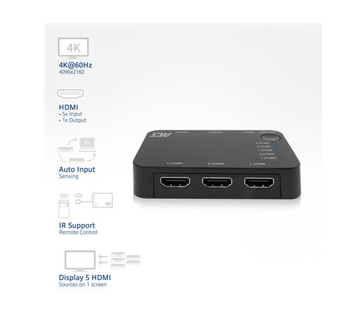 5x 1 HDMI switch, 3D and 4K support, 60Hz 