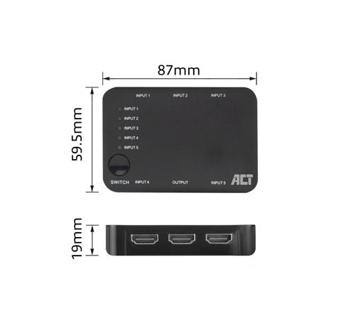 5x 1 HDMI switch, 3D and 4K support, 60Hz 