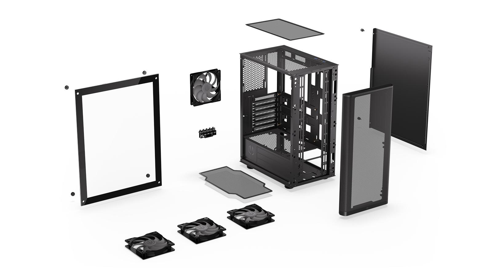 ENDORFY Ventum 200 ARGB, ATX Case, Includes 4x120mm ARGB Fans, Mesh Design | EY2A014