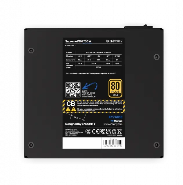 Захранващ блок Endorfy Supremo FM6 750W 80+ Gold, PCIe 5.1 - Fully Modular 