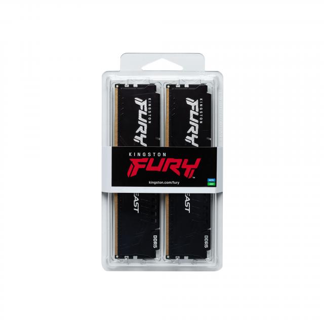 Памет Kingston FURY Beast Black 64GB(2x32GB) DDR5 6400MHz 32CL - KF564C32BBEK2-64 
