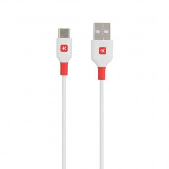 Skross Кабел USB-A 2.0 мъжко- USB-C мъжко, бял,  120 cm, 60w