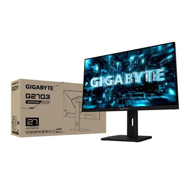 Геймърски монитор GIGABYTE G27Q3 - 27" SS IPS, QHD(2560 x 1440), 320Hz, 1ms, FreeSync Premium 