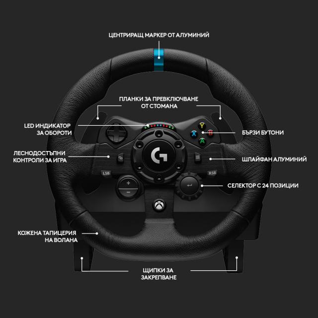 Волан Logitech G923 Sim Racing Wheel, Xbox, PC 