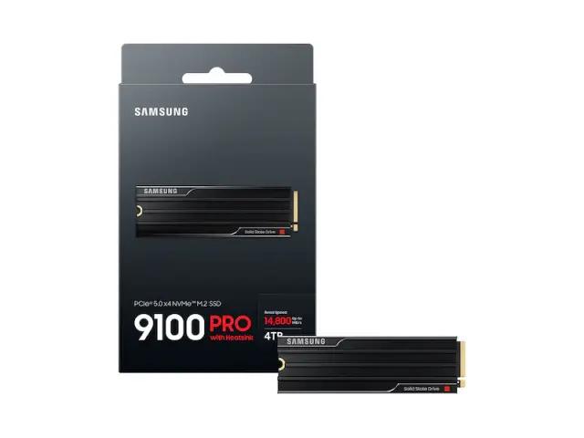 SSD SAMSUNG 9100 PRO 4TB, PCIe 5.0 NVMe M.2 Type 2280 Heatsink 