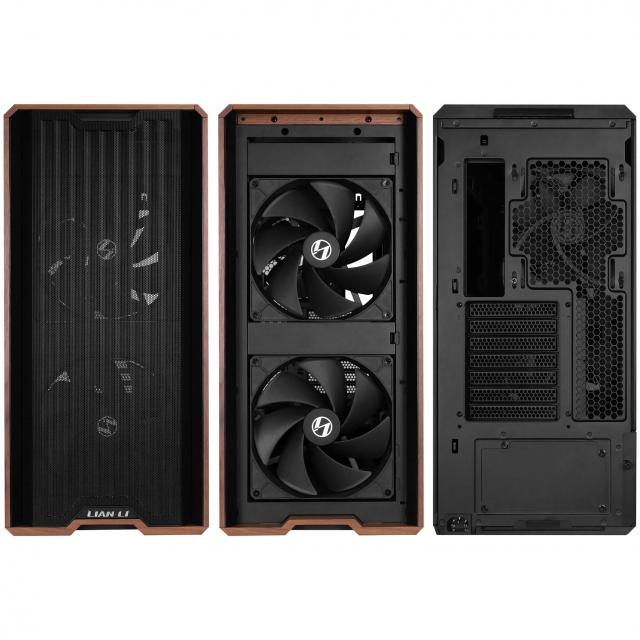 Case Lian-Li LANCOOL 217 Mid-Tower, Tempered Glass, Wood-Black 
