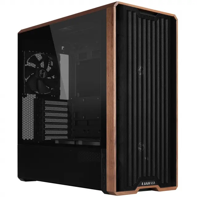 Case Lian-Li LANCOOL 217 Mid-Tower, Tempered Glass, Wood-Black 