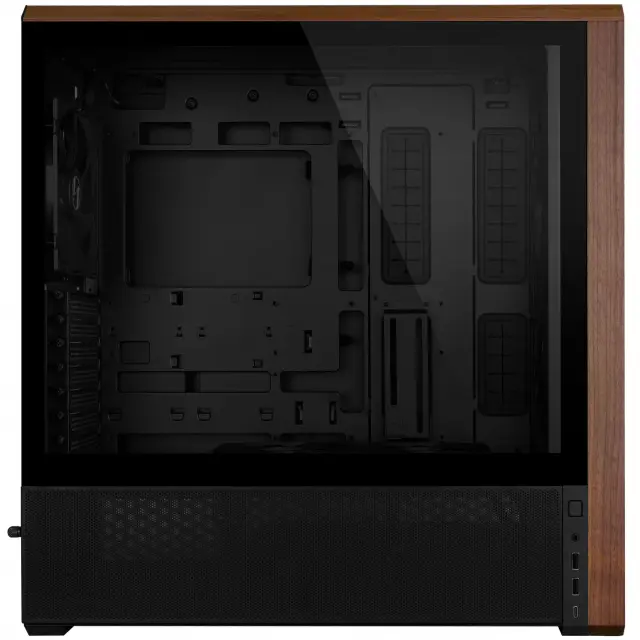 Case Lian-Li LANCOOL 217 Mid-Tower, Tempered Glass, Wood-Black 