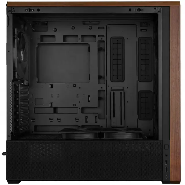 Case Lian-Li LANCOOL 217 Mid-Tower, Tempered Glass, Wood-Black 