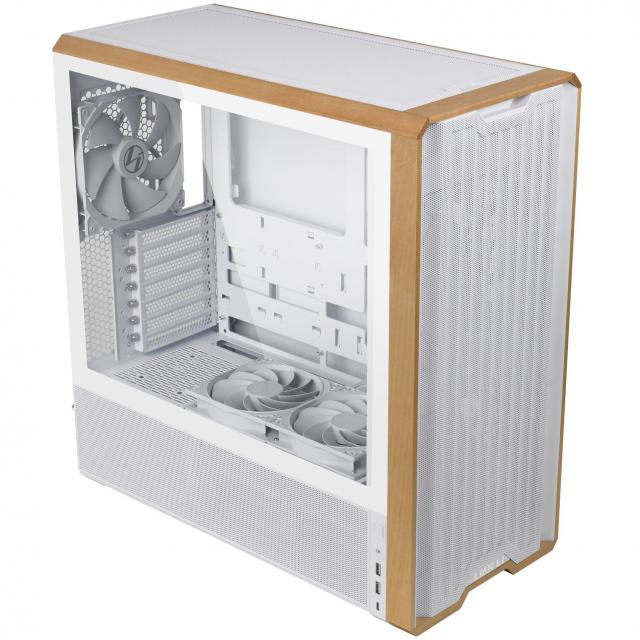 Case Lian-Li LANCOOL 217 Mid-Tower, Tempered Glass, Wood-White 