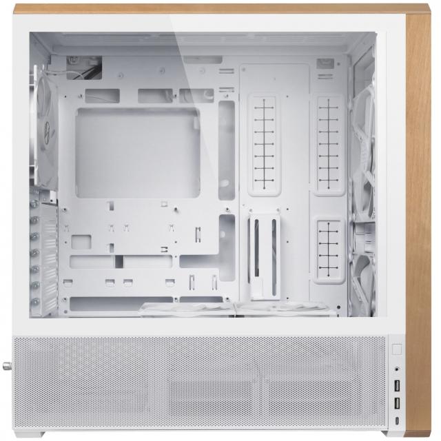 Case Lian-Li LANCOOL 217 Mid-Tower, Tempered Glass, Wood-White 